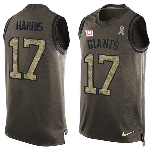 Men's Limited Dwayne Harris Nike Jersey Green - #17 Salute to Service Tank Top NFL New York Giants